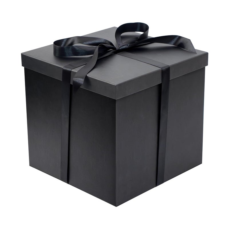 Linelglobal Large Gift Box with Lid for Present Collapsible Gift Box with Filler Paper for Birthday Anniversary Valentine 12x12x10 Black